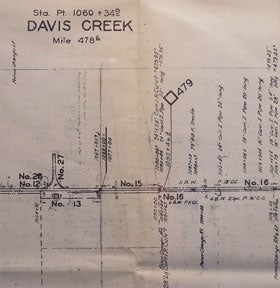 Item #58-0546 Right of Way and Track Map of Davis Creek, Garret, Alturas, Modoc County, CA. Southern Pacific Lines, Calif San Francisco.
