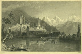 Item #59-0432 Thun with the Bernese Alps. William Henry Bartlett