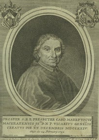 Item #59-0481 Portrait of Cardinal Prospero Marefoschi, Archbishop of Cesarea, obit. 1732. Hieronymus after Nelli Rossi.