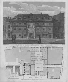 Item #59-0916 West View of Blackwell Hall, King Street Cheapside. after Schnebbelie Dale.
