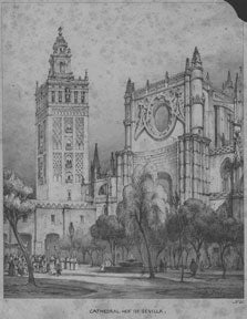 Item #59-0922 Cathedral-Hof in Sevilla. Wilhelm Gail.