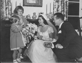 Item #59-1076 Bride and Groom with Children. Anonymous.