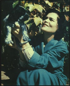 Item #59-1093 Woman and Puppy. Anonymous.