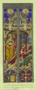Item #59-1165 Stained Glass Window with Clergyman and Knight. Francesco Citterio