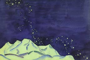 Item #59-1176 Winter Landscape with Stars. Doris Miller Johnson.