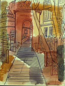 Item #59-1208 Staircase and Class of 1900 Arch. University of California. Berkeley. Doris Miller Johnson.