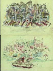 Item #59-1227 Two Views of New York. Doris Miller Johnson