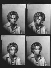 Item #59-1393 Branding Campaign, 567 Jeans, seven contact sheets of headshots, R&B singer look....