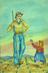 Item #59-1435 Untitled (Woman Farmer and Girl). Allen Bennett, a. k. a. Allen Pencovic