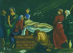 Item #59-1450 Untitled Oil (Jesus on Deathbed). Allen Bennett, a. k. a. Allen Pencovic