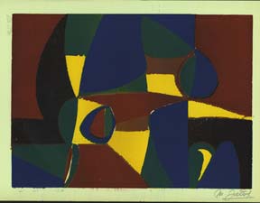Item #59-1511 Untitled Linocut (Primary Abstraction). Matilde Jater