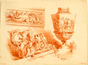 l'Eveille, Jean-Augustin; Huet, Jean-Baptiste (after) - Classical Fresco. Architectural Detail. (Book I, Pl. 3)