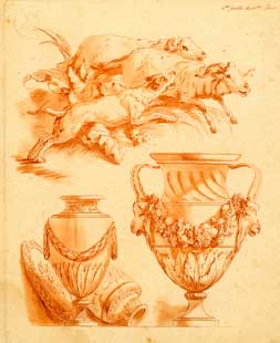 l'Eveille, Jean-Augustin; Huet, Jean-Baptiste (after) - Classical Fresco. Architectural Detail. (Book 16, Pl. 2)
