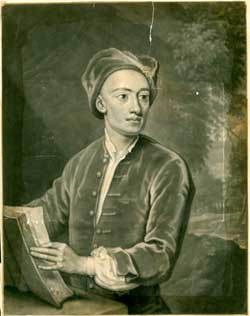 Item #59-2380 Young man with Book. Mezzotint artist.