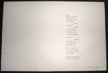 Hirschman, Jack - Only in This Quiet Afterlove of Dying Does the Poem Come... (from the Portfolio 