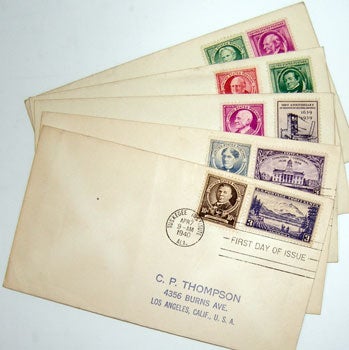 Item #59-3059 Famous American Series. (First Day Covers - Educators' Group). Horace Mann, Mark Hopkins, Charles W. Eliot, Frances E. Willard, Booker T. Washington. United States Postal Service.