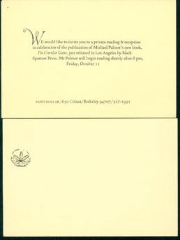Item #59-3178 Invitation to release celebration of The Circular Gates. Michael Palmer