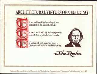Item #59-3563 Architectural Virtues of a Building. John Ruskin