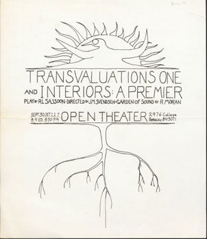 Item #59-3634 Transvaluations One and Interiors: A Premier.Play by R. L. Sassoon. Directed by J....