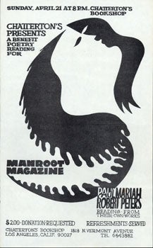 Item #59-3638 Chatterton's Presents A Benefit Poetry Reading for Manroot magazine. Paul Mariah,...