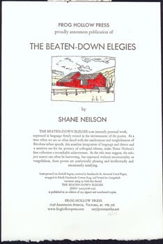 Frog Hollow Press - Frog Hollow Press Proudly Announces Publication of the Beaten-Down Elegies by Shane Neilson