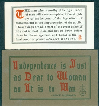 Hubbard, Alice and Elbert - Two Printed Quotations