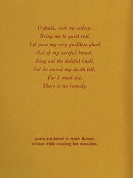 Anne Boleyn, A Gambit. With Fragments of Poetry by Sir Thomas Wyatt.