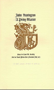 Item #59-3925 John Harington: A Privy Matter. Bruce Bradley, Carol W