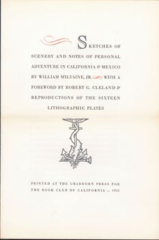Item #59-3935 [Prospectus] Sketches of Scenery and notes of personal Adventure in California & Mexico. William M'Ilvaine Jr.