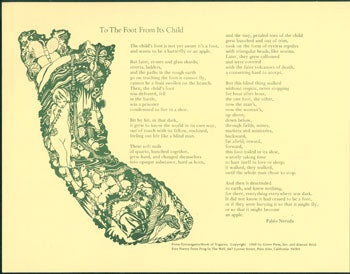 Item #59-3995 To the Foot From Its Child. Pablo NERUDA, Alistair Reid.