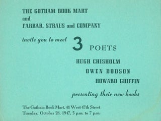 Item #59-4066 The Gotham Book Mart and Farrar, Straus and Company invite you to meet 3 poets....