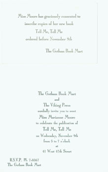 Item #59-4071 The Gotham Book Mart and The Viking Press cordially invite you to meet Miss...