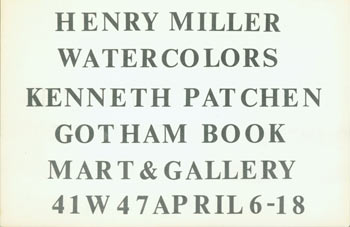 Item #59-4076 Henry Miller. Watercolors. Kenneth Patchen. Henry Miller, Kenneth Patchen.