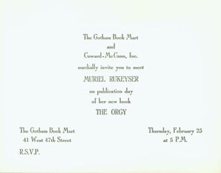 Item #59-4078 The Gotham Book Mart and Coward-McCann, Inc. cordially invite you to meet Muriel...