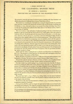 Item #59-4095 A Brief History of the California Spanish Press. George L. Harding, The Grabhorn Press