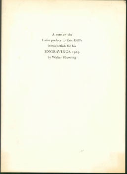 Item #59-4097 A note on the Latin preface to Eric Gill's introduction for his Engravings, 1929....