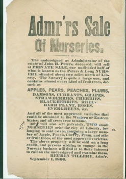 Item #59-4100 [Poster] Admr'rs [administrator's] Sale of Nurseries. Reuben Tillery, Estate of...