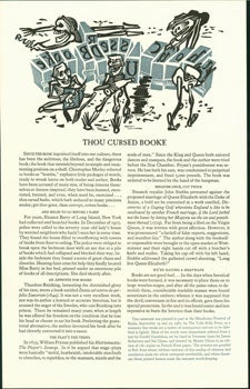 Item #59-4105 Thou Cursed Book. Gerald Donaldson, The Yolla Bolly Press