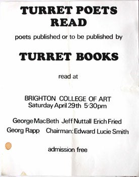 Item #59-4132 Turret Poets Read. George MacBeth, Georg Rapp, Erich Fried, Jeff Nuttall