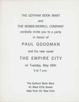 Item #59-4161 The Gotham Book Mart and The Bobbs-Merrill Company cordially invite you to a party...