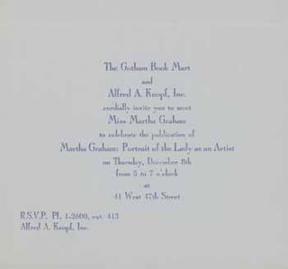 Item #59-4164 The Gotham Book Mart and Alfred A. Knopf, Inc. cordially invite you to meet Miss...