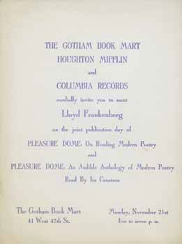 Item #59-4168 The Gotham Book Mart Houghton Mifflin and Columbia Records cordially invite you to...