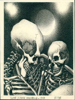 Item #59-4172 Interior art for Super Science Magazine. Hannes Bok, Wayne Francis Woodard