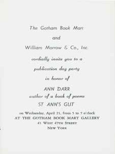 Item #59-4187 The Gotham Book Mart and William Morrow & Co., Inc. cordially invite you to a...