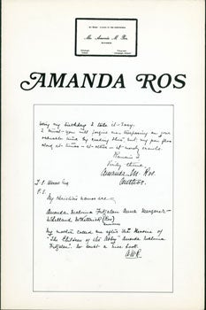 Ros, Amanda (Anna Margaret McKittrick) - [Catalog] Amanda Ros: The T.S. Mercer Collection of Manuscripts, First & Other Editions, Association Material