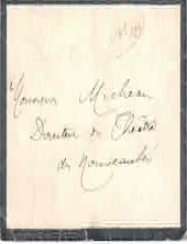 Item #59-4269 Unmarked, stamped, signed envelope from Sarah Bernhardt to Monsieur Henri Micheau, Director of the Theatre des Nouveautes. [Envelope only]. Sarah Bernhardt.