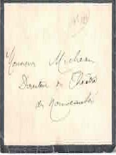 Item #59-4269 Unmarked, stamped, signed envelope from Sarah Bernhardt to Monsieur Henri Micheau,...
