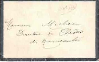 Item #59-4269 Unmarked, stamped, signed envelope from Sarah Bernhardt to Monsieur Henri Micheau,...