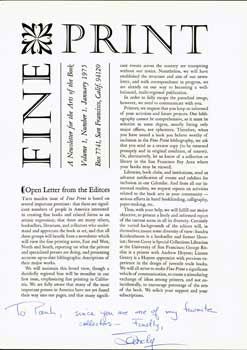 Item #63-0039 Fine Print: A Newsletter for the Arts of the Book. Vol. 1, No. 1, January 1975....