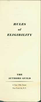 Authors Guild (New York) - Rules of Eligibility